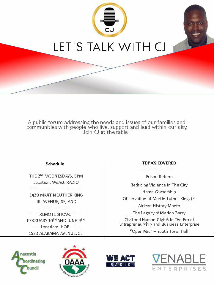 Let's Talk With CJ broadcast January 9, 2019 on We Act Radio