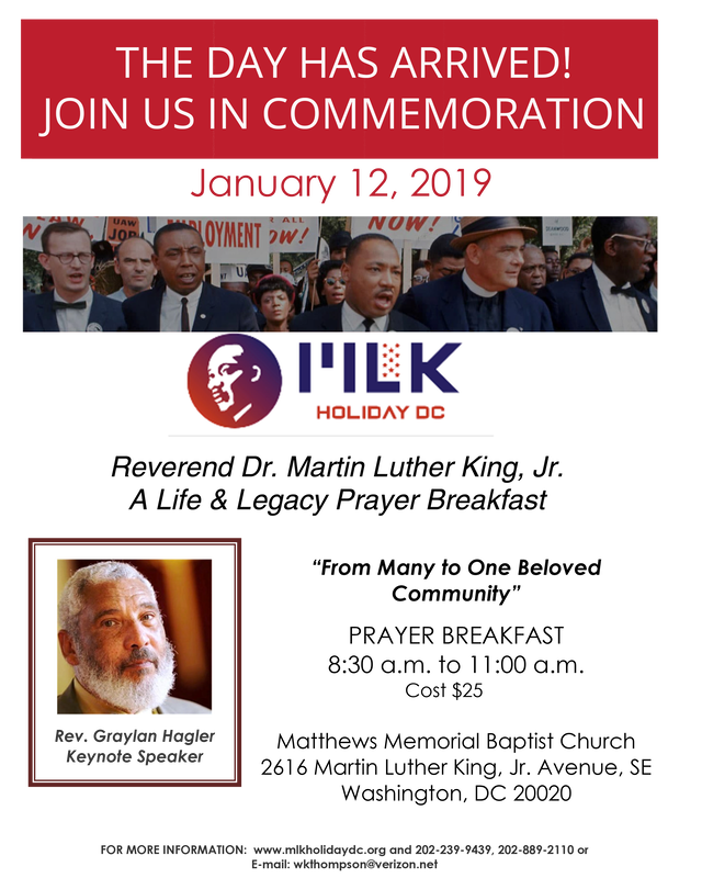 MLK Prayer Breakfast Flyer January 12, 2019 at 8:30 am